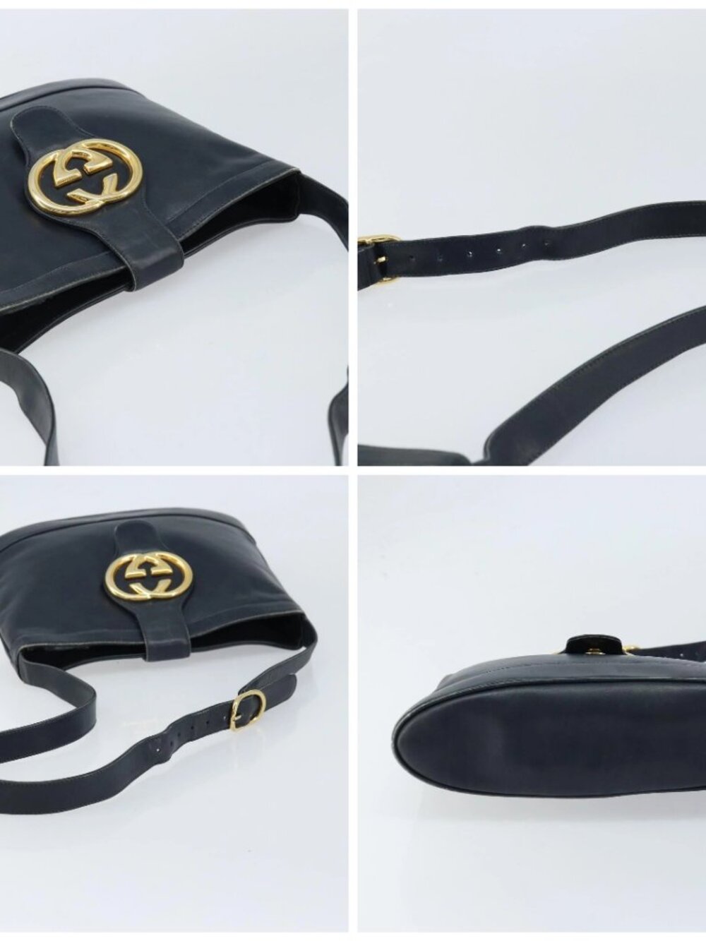 GUCCI Shoulder Bag Leather Black Gold - Picture 16 of 16